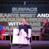 Hans Ulrich Obrist, Jacques Herzog et Kanye West lors du Design Dialogues N°6, présenté par le magazine Surface. Miami, le 4 décembre 2013.