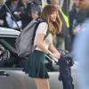 L'actrice Dakota Johnson écolière sur le tournage du film Fifty Shades Of Grey à Vancouver, le 5 décembre 2013.