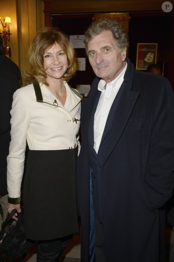 Florence Pernel et son mari Patrick Rotman à la générale du nouveau spectacle de Francois-Xavier Demaison au Théâtre Edouard VII à Paris, le 10 décembre 2013.