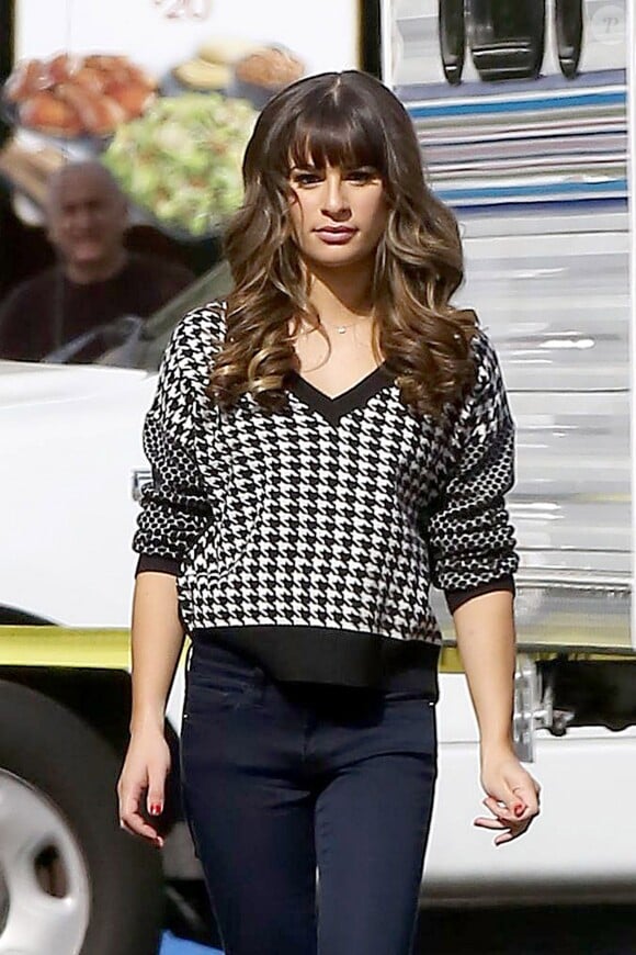 Lea Michele sur le tournage de Glee à Los Angeles, le 7 novembre 2013.