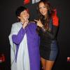 Nabilla très sexy dans une superbe robe American Retro près de sa grand-mère Livia à la conférence de presse d'Allô Nabilla chez NRJ12