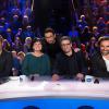 Le jury Maurane, Andre Manoukian, Sinclair Olivier Bas et Cyril Hanouna sur le prime de la Nouvelle Star 2014, le 12 décembre 2013.