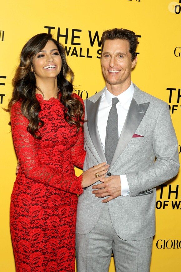 Camila Alves, Matthew McConaughey à la première du Loup de Wall Street à New York, le 147 décembre 2013.