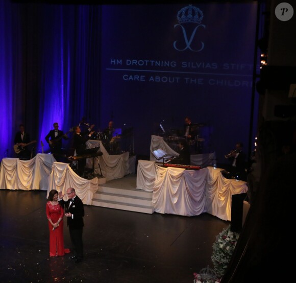La reine Silvia de Suède lors de la soirée spéciale en l'honneur de ses 70 ans, le 19 décembre 2013 au Théâtre Oscar à Stockholm.