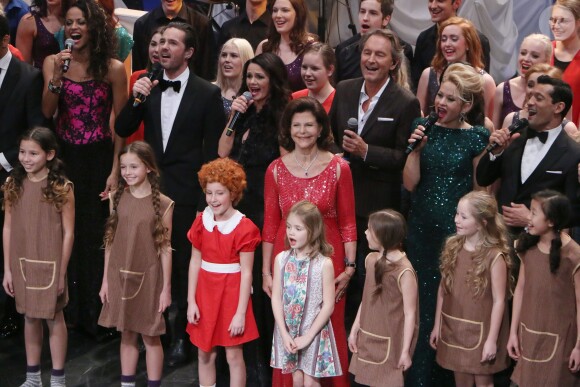 La reine Silvia de Suède lors de la soirée spéciale en l'honneur de ses 70 ans, le 19 décembre 2013 au Théâtre Oscar à Stockholm.