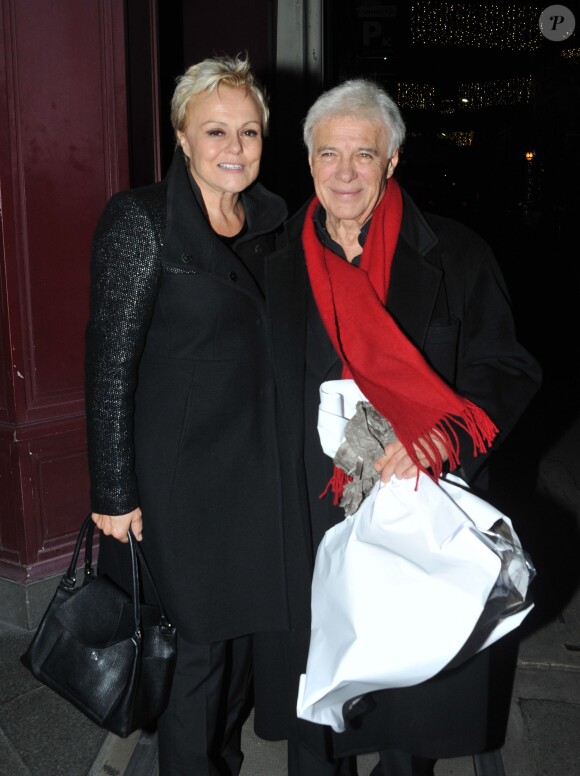 Muriel Robin et Guy Bedos - Dernier spectacle de Guy Bedos à l'Olympia, intitulé pour l'occasion "La der des der" à Paris. Le 23 décembre 2013.
