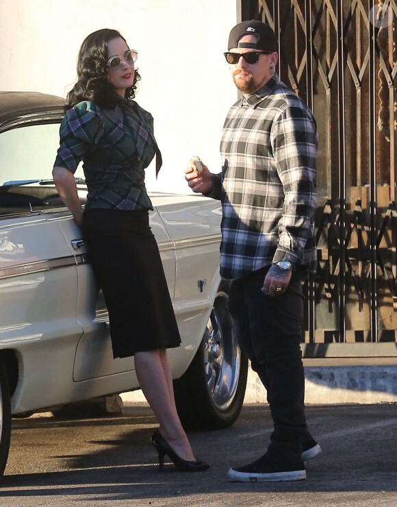 Exclusif - Benji Madden et Dita Von Teese se sont affichés ensemble à Studio City, le 24 décembre 2013.