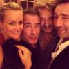 Laeticia et Johnny Hallyday fêtent le Nouvel An avec Jean Dujardin et Gilles Lellouche à Gstaadt le 31 décembre 2013.