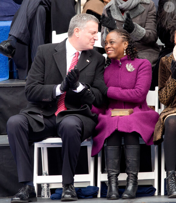 Bill de Blasio et sa femme Chirlane McCray lors de l'intronisation de Bill de Blasio, à New York, le 1er janvier 2014.