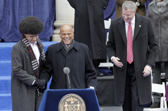 Harry Belafonte lors de l'intronisation de Bill de Blasio, à New York, le 1er janvier 2014.