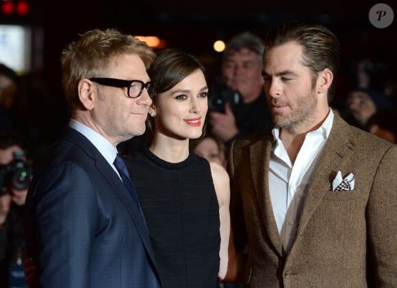 Kenneth Branagh, Keira Knightley et Chris Pine lors de la première de The Ryan Initiative au Vue Leicester Square à Londres le 20 janvier 2014.