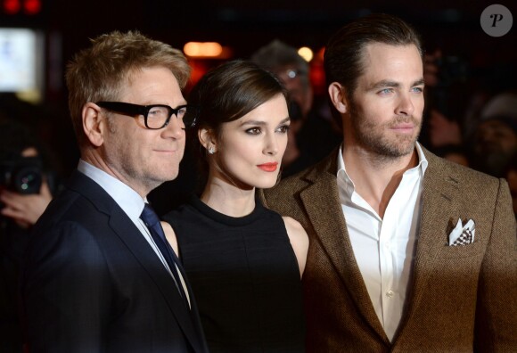 Kenneth Branagh, Keira Knightley et Chris Pine lors de la première de The Ryan Initiative au Vue Leicester Square à Londres le 20 janvier 2014.
