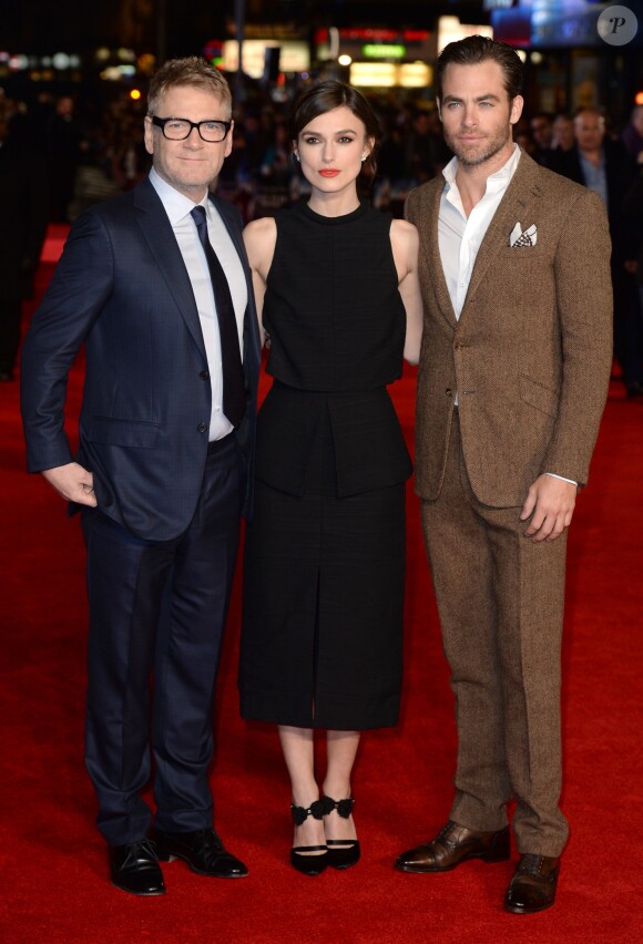 Kenneth Branagh, Keira Knightley et Chris Pine lors de la première de The Ryan Initiative au Vue Leicester Square à Londres le 20 janvier 2014.