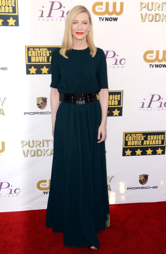 Cate Blanchett, habillée d'une robe Lanvin (pré-collection automne 2014), assiste à la 19e édition des Critics' Choice Movie Awards au Barker Hangar à Santa Monica. Le 16 janvier 2014.