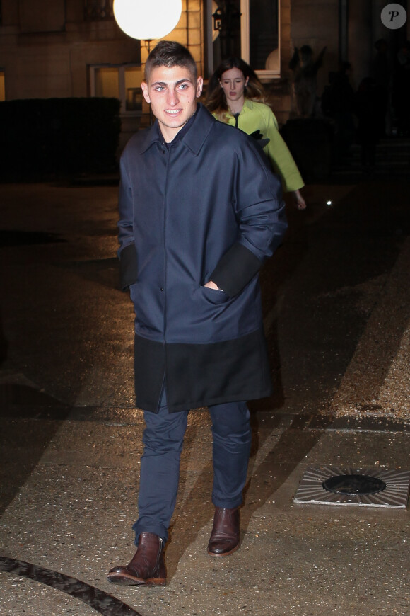 Marco Verratti lors du défilé Valentino automnehiver 2014-2015 à l'hôtel Salomon de Rothschild à Paris, le 15 janvier 2014
