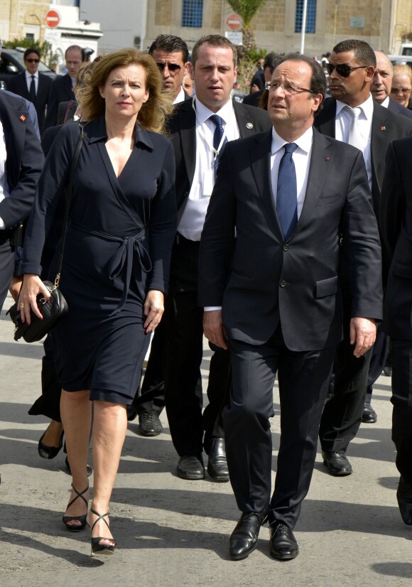 Valérie Trierweiler et François Hollande à Tunis, le 5 juillet 2013. 