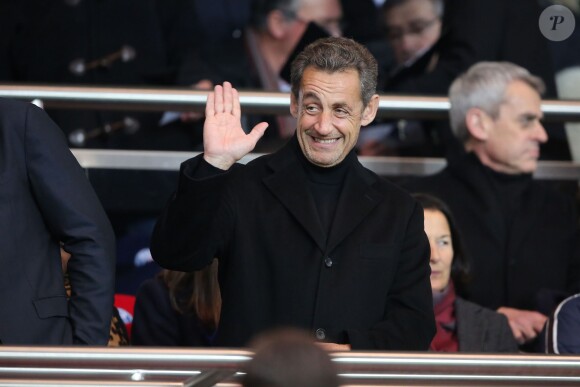 Nicolas Sarkozy lors du match entre le Paris SG et Nantes au Parc des Princes le 19 janvier 2014 à Paris