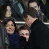 Anne Hidaldo et Nicolas Sarkozy lors du match entre le Paris SG et Nantes au Parc des Princes le 19 janvier 2014 à Paris