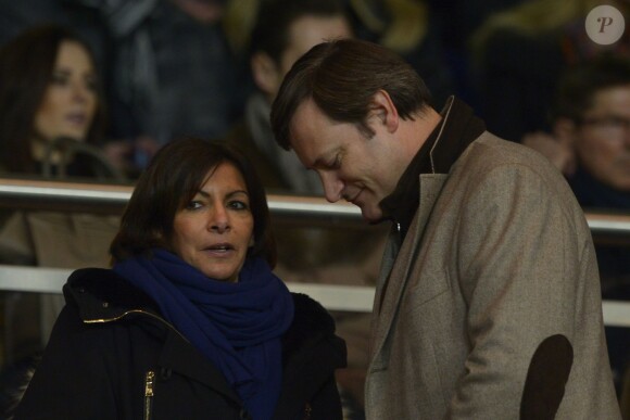 Anne Hidalgo et Eric Berdoati lors du match entre le Paris SG et Nantes au Parc des Princes le 19 janvier 2014 à Paris