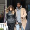 Kanye West et sa fiancée Kim Kardashian sont allés déjeuner au restaurant "L'Avenue" à Paris le 19 janvier 2014
