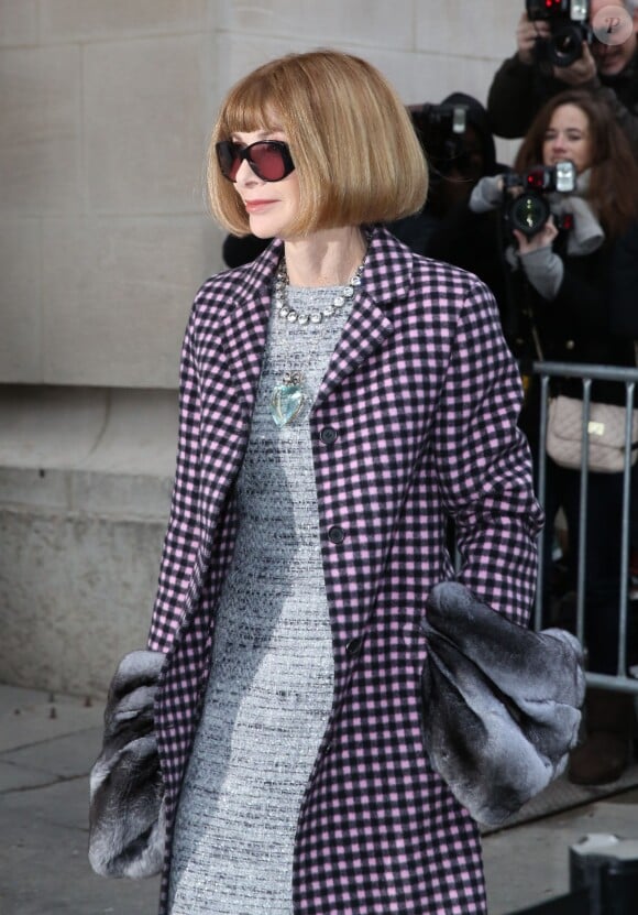 Anna Wintour arrive au Grand Palais pour assister au défilé Chanel haute couture printemps-été 2014. Paris, le 21 janvier 2014.