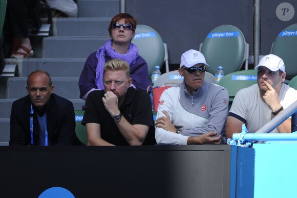 Boris Becker, lors du quatrième tour de l'Open d'Australie de Novak Djokovic, le 19 janvier 2014 à Melbourne