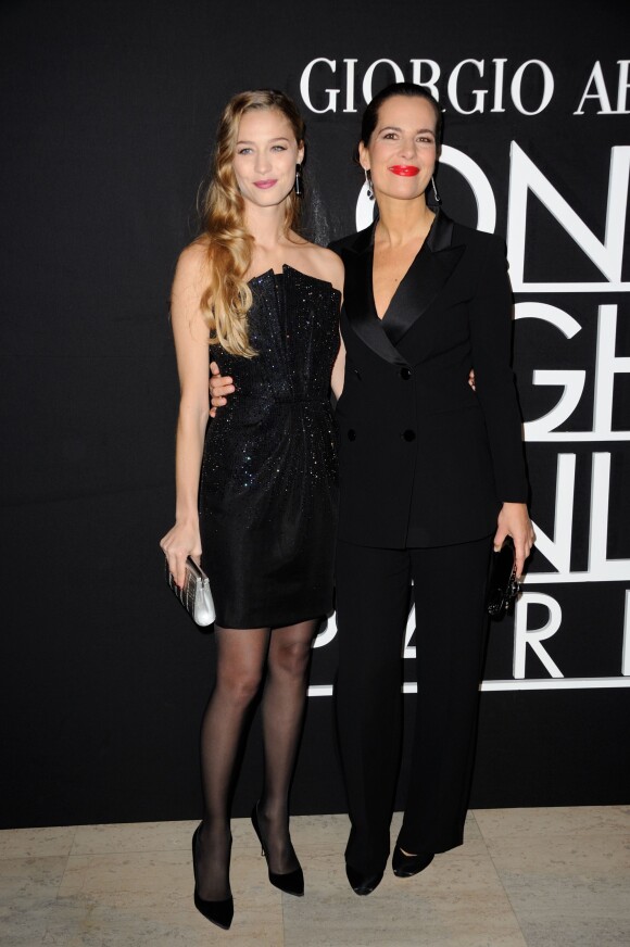 Roberta Armani et Beatrice Borromeo lors des arrivées au défilé haute couture printemps/été Giorgio Armani au Palais de Tokyo à Paris le 21 janvier 2014