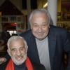Exclusif - - Jean-Paul Belmondo déjeune avec son ami Marcel Campion à La chope des puces de Saint-Ouen, le 19 janvier 2014.