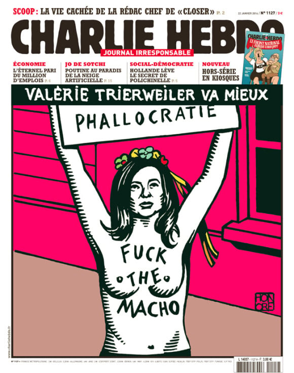 François Hollande vu par Honoré en couverture de "Charlie Hebdo", en kiosques le 23 janvier 2013.