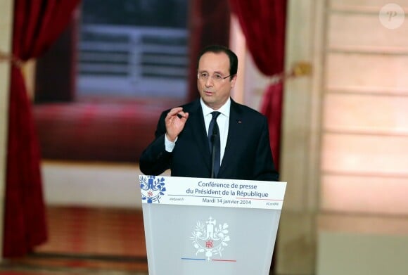 Le président Francois Hollande en conférence de presse au palais de l'Elysée à Paris le 14 janvier 2014.