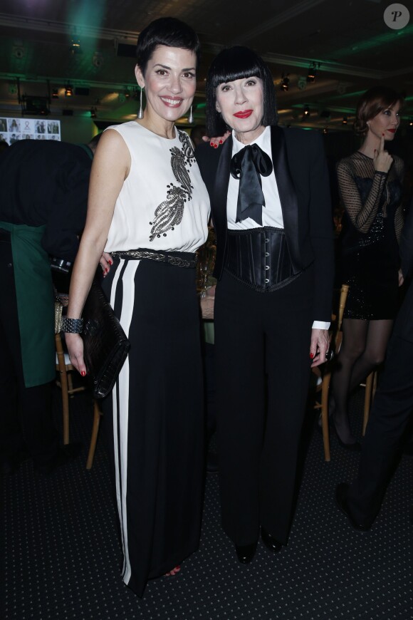 Cristina Cordula et Chantal Thomass assistent au Dîner de la mode contre le sida, au pavillon d'Armenonville. Paris, le 23 janvier 2014.