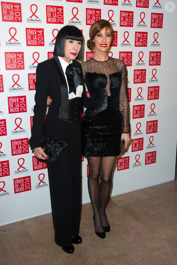 Chantal Thomas et Mareva Galanter assistent au Dîner de la mode contre le sida, au pavillon d'Armenonville. Paris, le 23 janvier 2014.