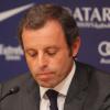 Sandro Rosell, le président du FC Barcelone, annonce sa demission lors d'une conference de presse au stade du Camp Nou à Barcelone, le 23 janvier 2014.