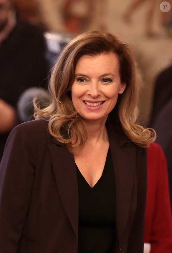 Valérie Trierweiler a quitté avec beaucoup d'émotion, samedi 25 janvier 2014, le palais de l'Elysée, où on la voit ici le 7 novembre 2013 lors d'une commémoration.
