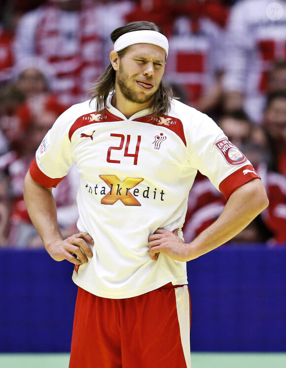 Mikkel Hansen lors de la victoire de l'équipe de France de handball, devenue championne d'Europe après avoir battu le Danemark en finale (41-32) à Herning, le 26 janvier 2014