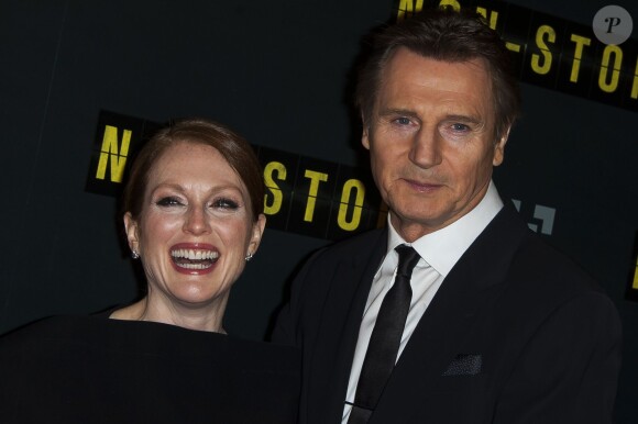 Julianne Moore et Liam Neeson lors de l'avant-première du film Non-stop à Paris au Gaumont Opéra le 27 janvier 2014