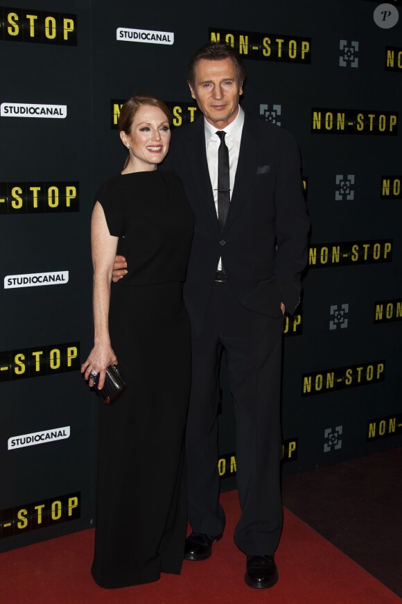 Julianne Moore et Liam Neeson lors de l'avant-première du film Non-stop à Paris au Gaumont Opéra le 27 janvier 2014