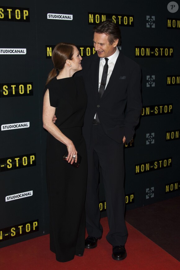 Julianne Moore et Liam Neeson lors de l'avant-première du film Non-stop à Paris au Gaumont Opéra le 27 janvier 2014
