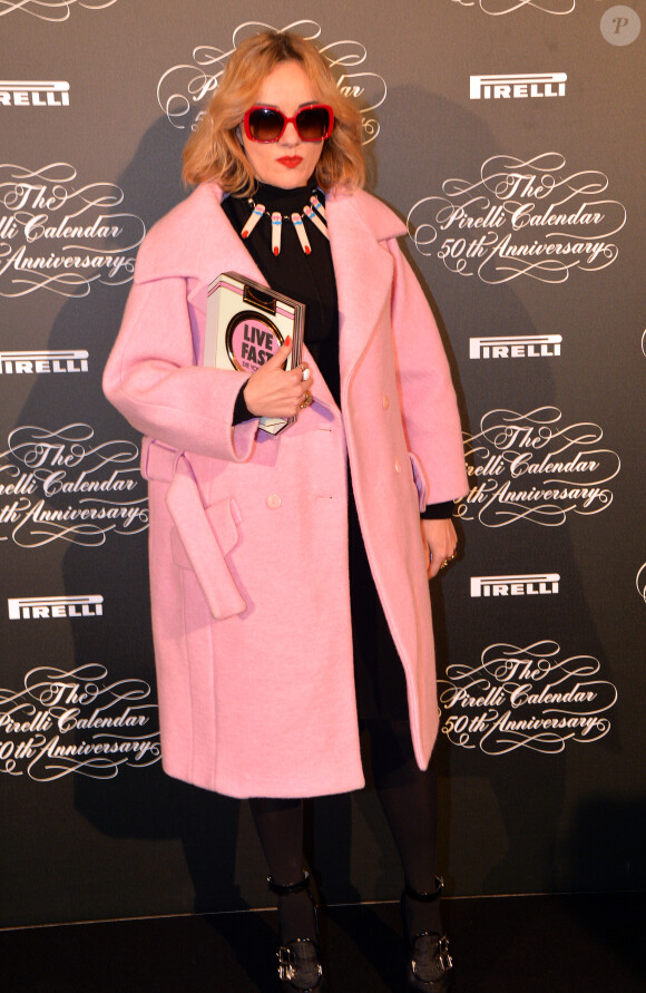 La créatrice de mode Yazbukey assiste à la soirée des 50 ans du calendrier Pirelli au Palais de Tokyo. Paris, le 30 janvier 2014.
