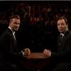 David Beckham et Jimmy Fallon, sur le plateau du Late Night With Jimmy Fallon, le 31 janvier 2014