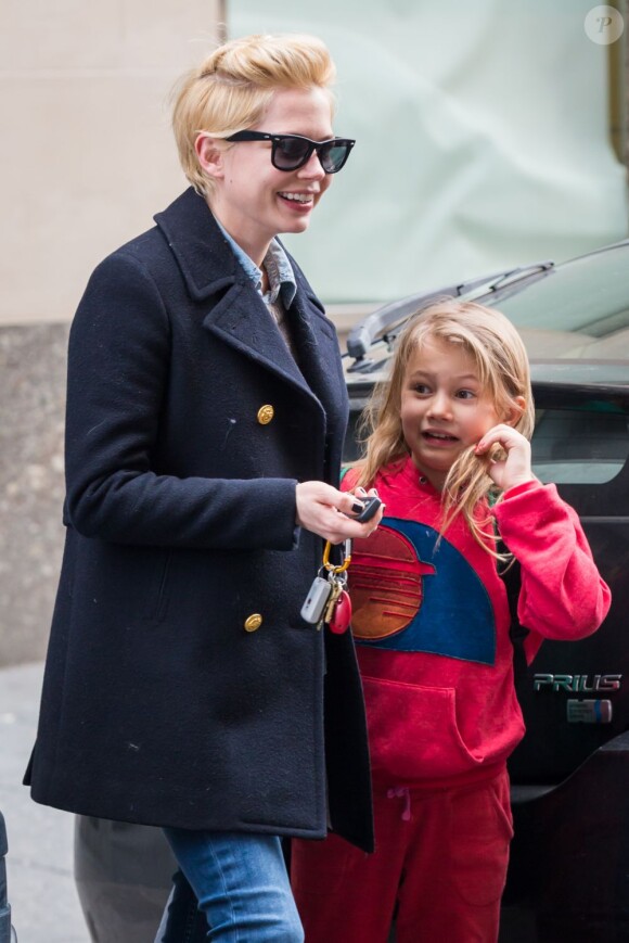 13 mars 2013 à New York : Michelle Williams et sa fille Matilda dont le père est le regretté Heath Ledger