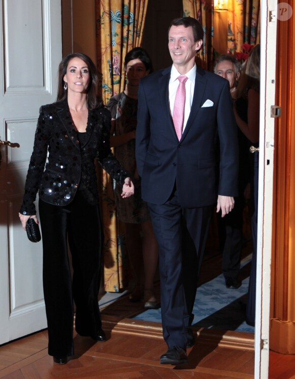 La princesse Marie et le prince Joachim de Danemark à l'ambassade de France à Copenhague le 5 février 2014.