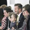 David Beckham et ses enfants Harper, Romeo, Cruz et Brooklyn sont venus soutenir Victoria Beckham lors de la présentation de sa collection automne/hiver 2014 à New York