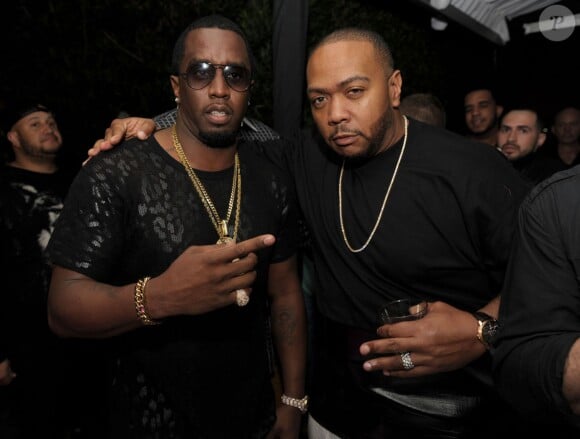 Sean "Diddy" Combs et Timbaland lors de la soirée de lancement du Fat Joe's Market America UnFranchise Business à Miami Beach, le 8 février 2014.