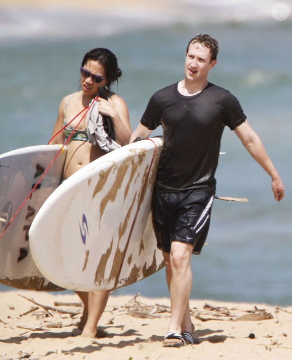 Exclusif - Mark Zuckerberg, patron de Facebook, et sa femme Priscilla en vacances à Hawaii, le 25 avril 2013.