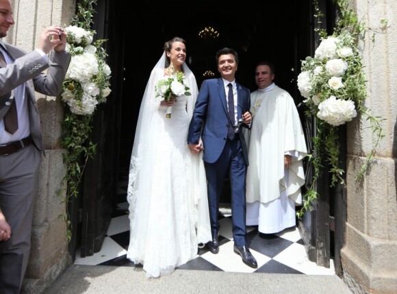 Thomas Langmann et Céline Bosquet célèbrent leur mariage en l'Eglise de Porto-Vecchio le 22 juin 2013.