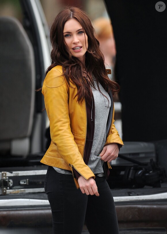 Megan Fox sur le tournage des Tortues Ninja, à New York, le 7 mai 2013.