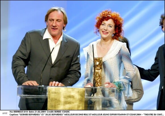 Gérard Depardieu et sa fille Julie lors des César 2004