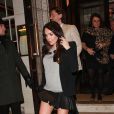 Tamara Ecclestone, enceinte à la sortie du restaurant 34 dans le quartier de Mayfair à Londres, le 8 février 2014