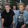 Eddy Mitchell, Johnny Hallyday sur le tournage du nouveau Lelouch à Saint Gervais les Bains le 31 juillet 2013.